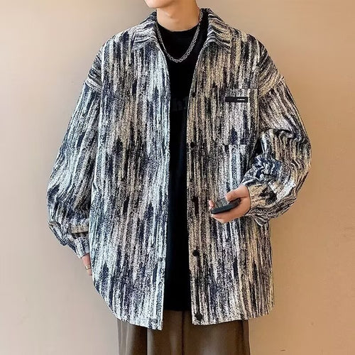 Herren modische Hemdjacke mit strukturiertem Muster Drune