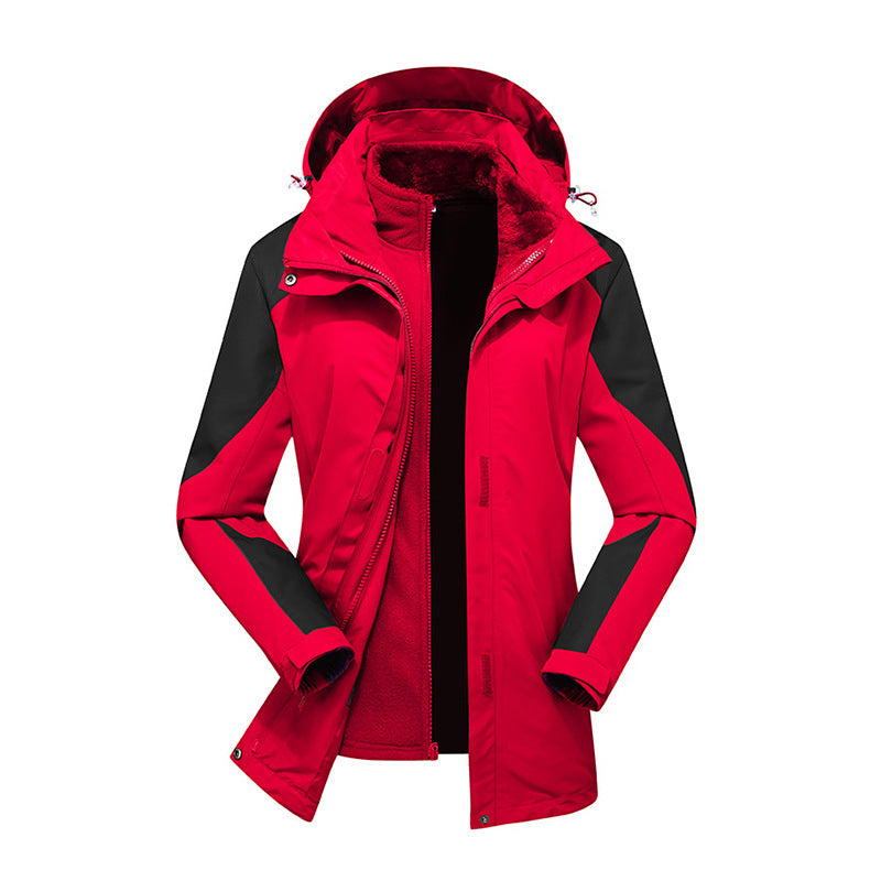 Damen Modulare Softshell-Regenjacke mit herausnehmbarer Fleece-Innenjacke und verstellbarer Kapuze Drune