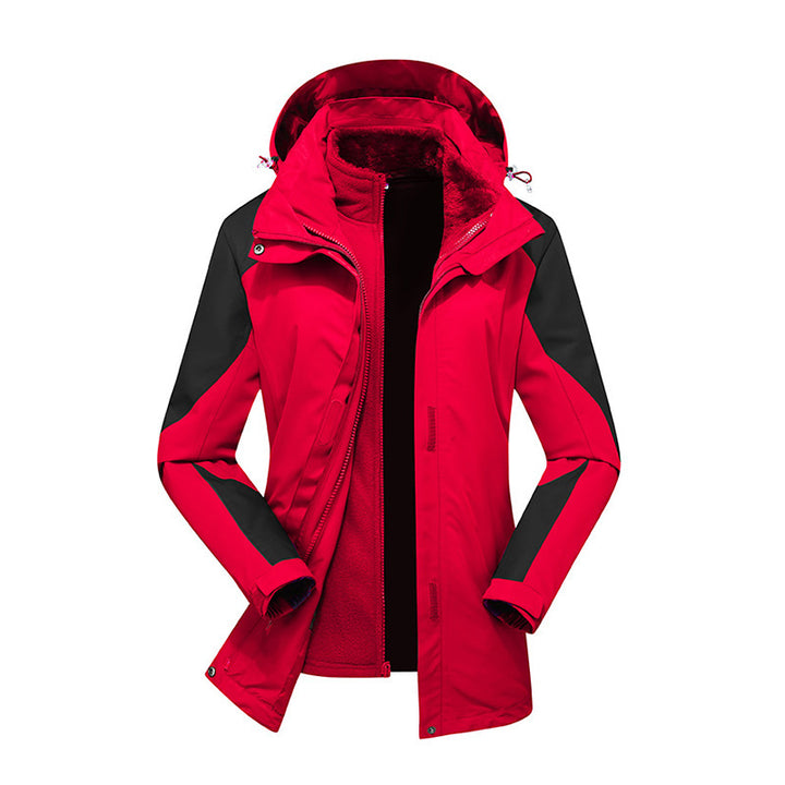 Damen Modulare Softshell-Regenjacke mit herausnehmbarer Fleece-Innenjacke und verstellbarer Kapuze Drune