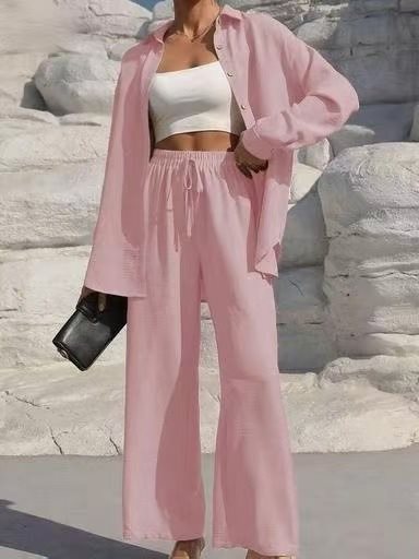 Damen lässiger Satin-Loungewear-Anzug mit weitem Schnitt und nachhaltigem Stoff Drune