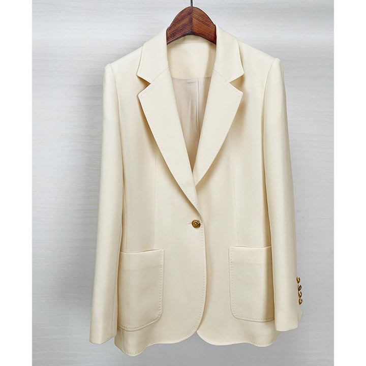 Damen Taillierter Ein-Knopf-Blazer mit aufgesetzten Taschen und schmalem Revers Drune