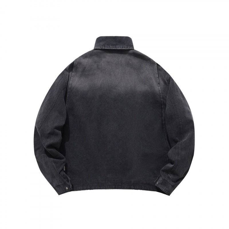 Herren Lockere Workerjacke aus weichem Canvas mit Reißverschluss Drune