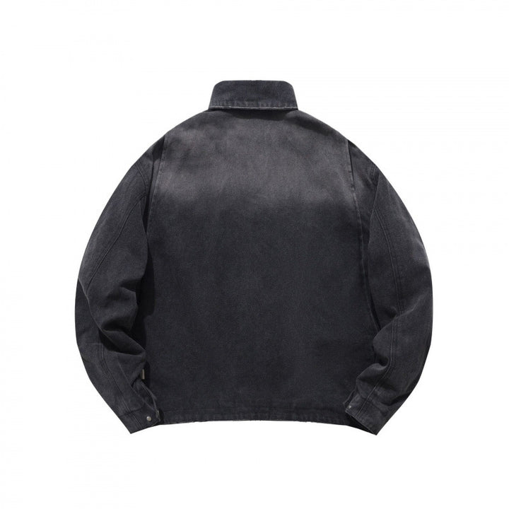 Herren Lockere Workerjacke aus weichem Canvas mit Reißverschluss Drune