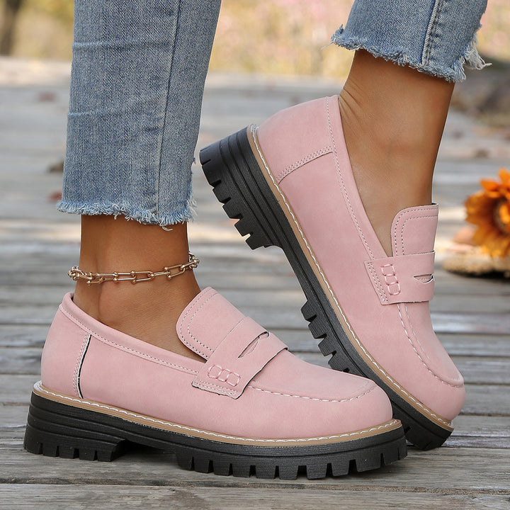 Damen robuste Loafer mit markanter Profilsohle, weichem Veloursoptik-Obermaterial und gepolstertem Komfortfußbett Drune