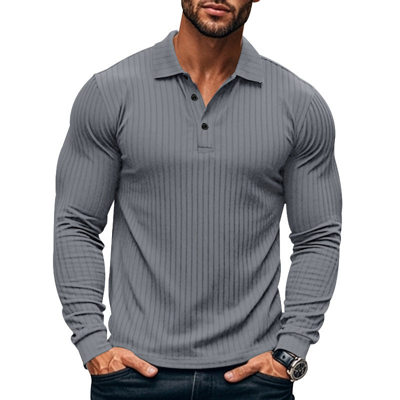 Herren Langarm-Henley-Shirt mit strukturiertem Rippenmuster Drune