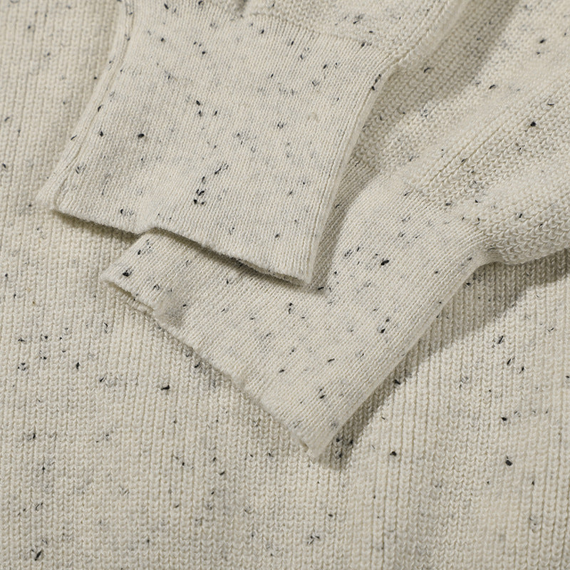 Unisex Großer Rundhals‑Strickpullover aus Mélange‑Garn mit abgesenkter Schulter Drune