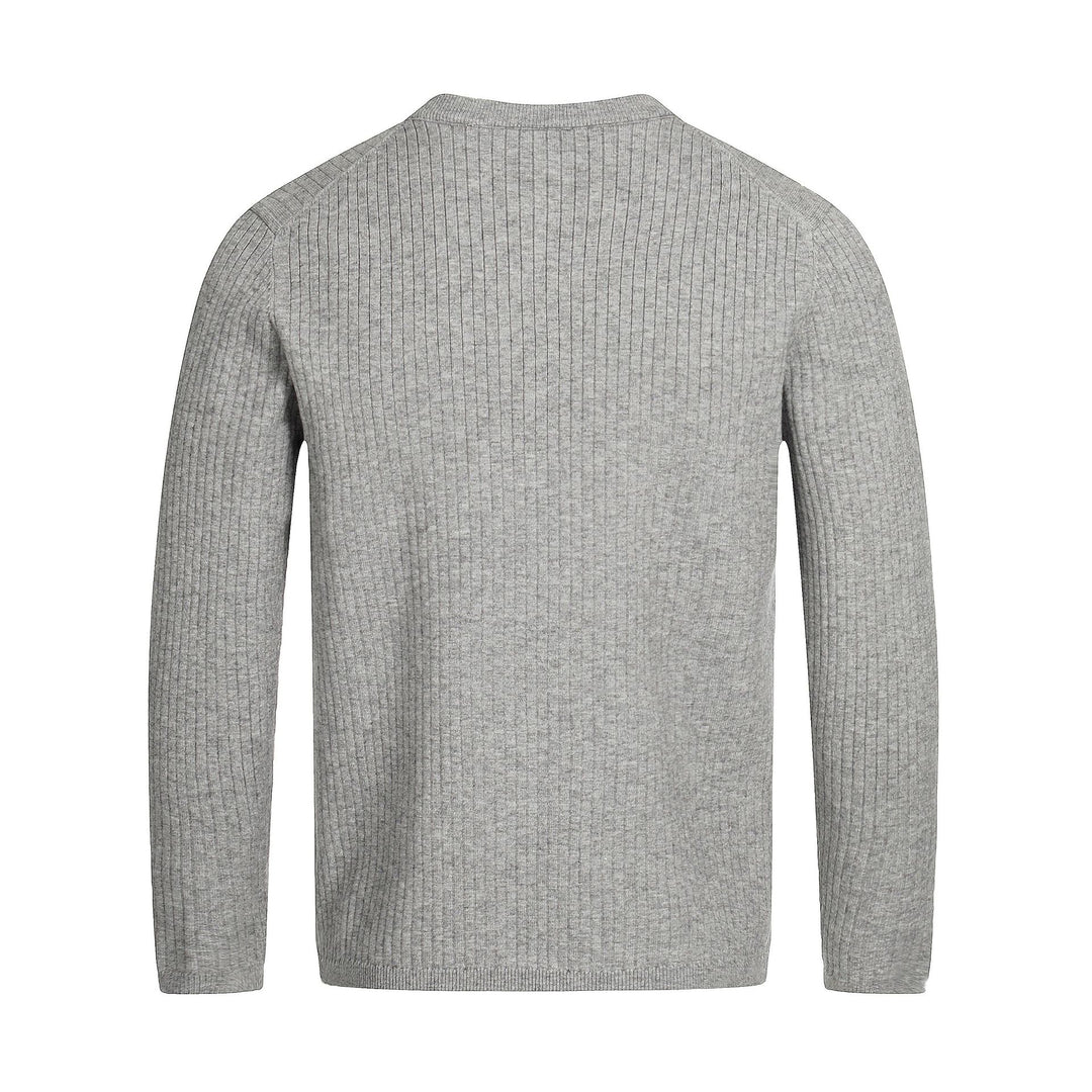 Unisex Rippstrick-Halbzip-Pullover mit schmaler Silhouette und Troyerkragen Drune