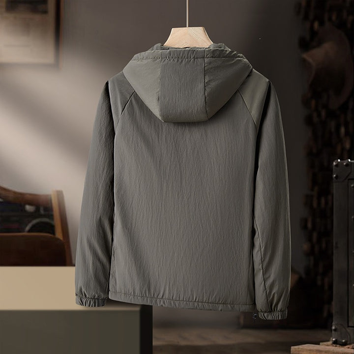 Herren Leichte Kapuzen-Übergangsjacke mit Teddyfutter & windabweisender Hülle Drune