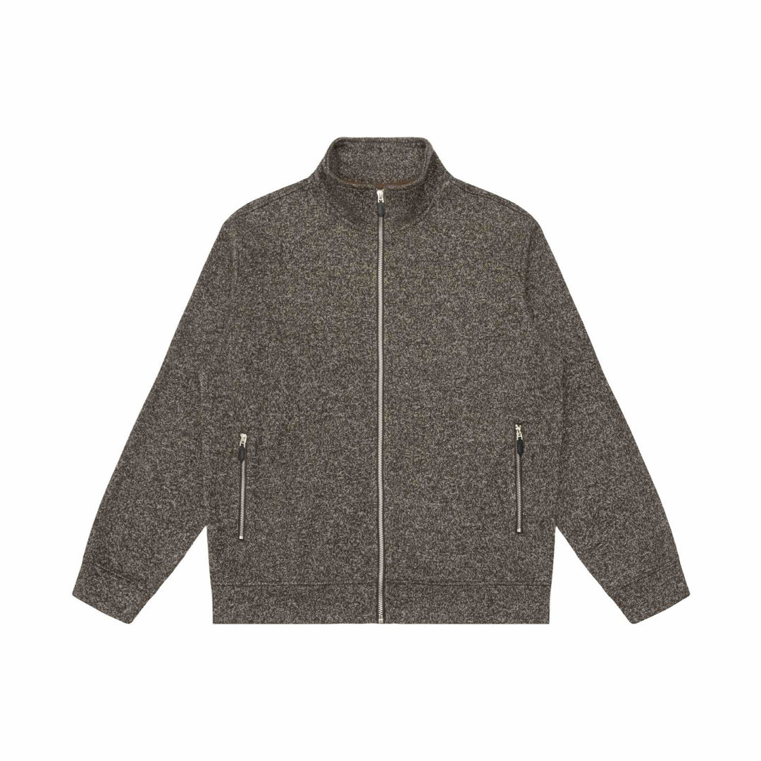 Damen Zipjacke aus meliertem Teddy-Fleece mit Stehkragen und Reißverschlusstaschen Drune