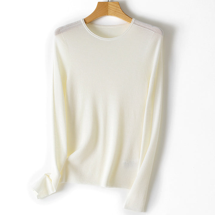 Damen Feiner Feinstrickpullover mit Rundhalsausschnitt und figurnaher Silhouette Drune