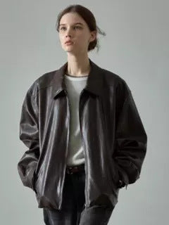 Damen Lederjacke im lässigen Oversized-Schnitt mit praktischen Taschen Drune