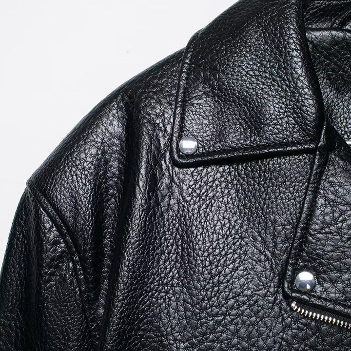Damen Kurz geschnittene Bikerjacke in Lederoptik mit Taillengürtel Drune
