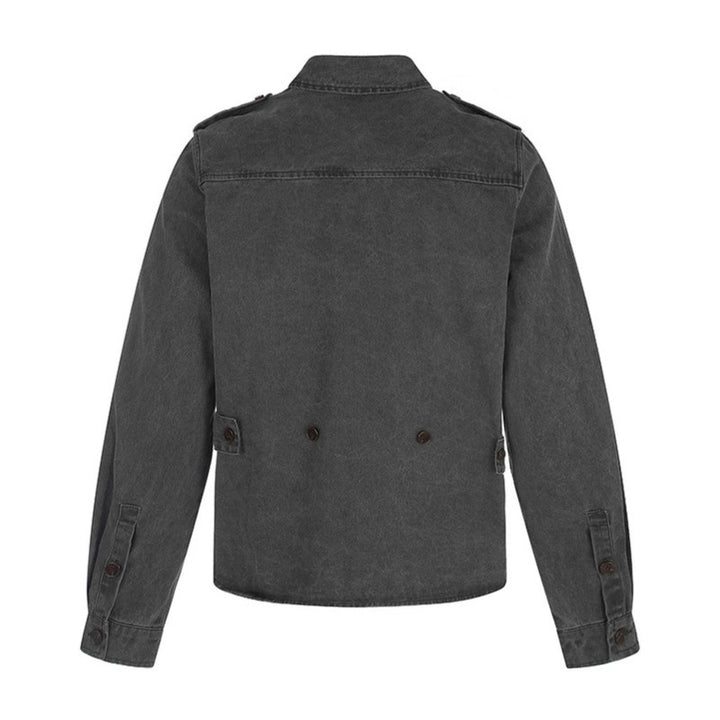 Damen Oversize Jeans-Hemdjacke im Utility‑Stil mit Schulterriegeln und aufgesetzten Brusttaschen Drune