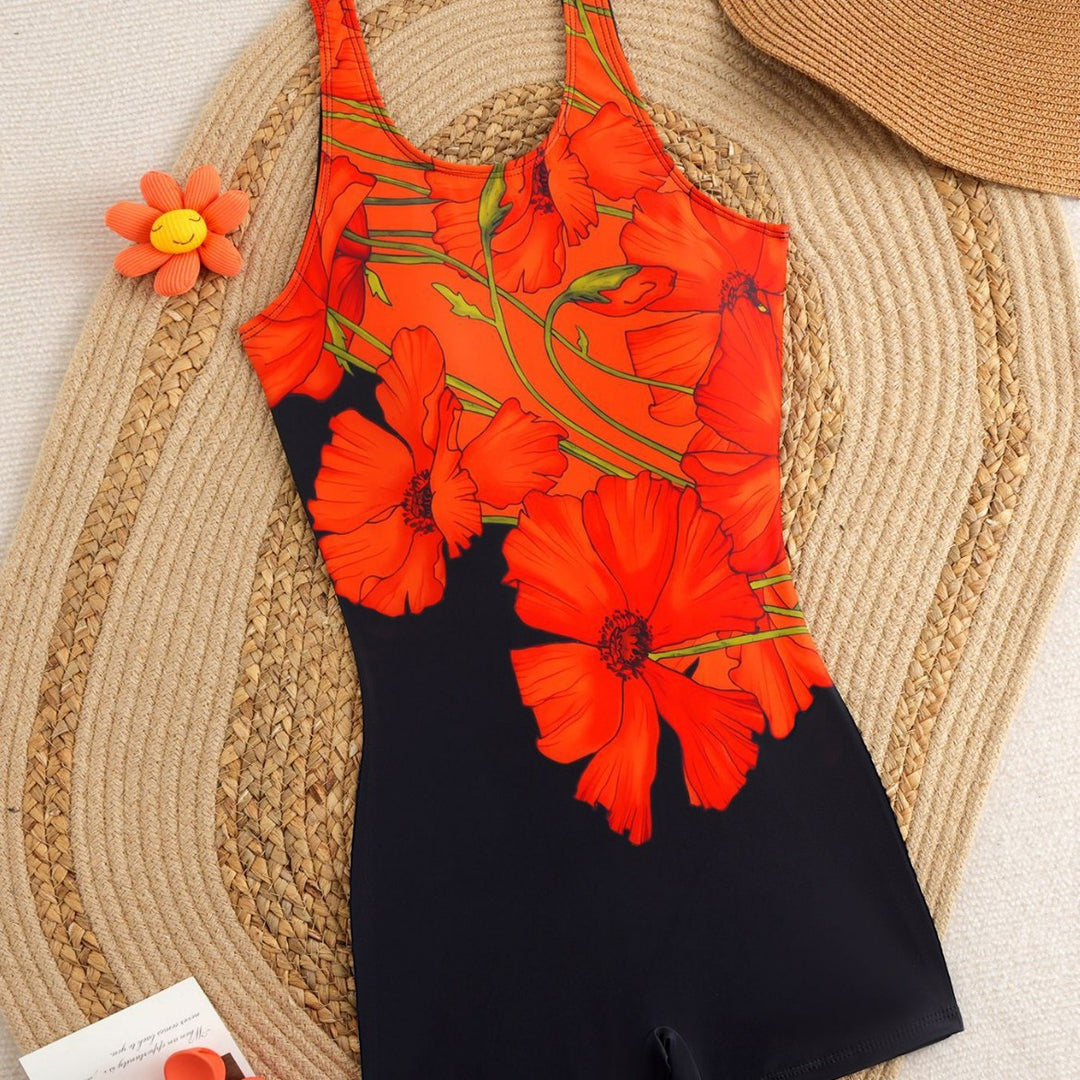 Damen Sportlicher Badeanzug mit floralem Design Drune
