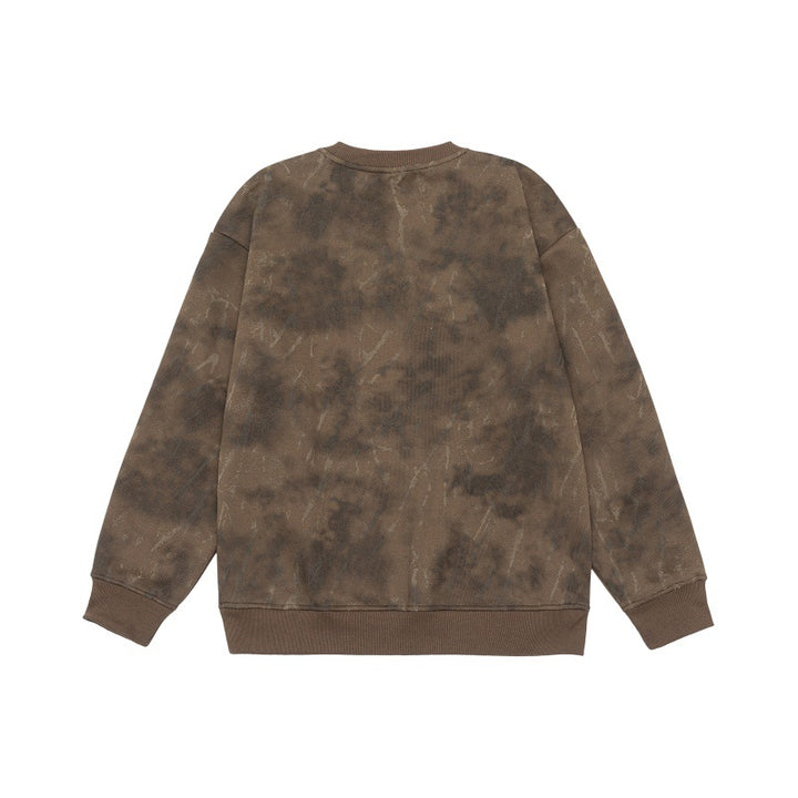 Unisex Oversize Sweatshirt mit Vintage‑Camouflage‑Optik und gerippten Bündchen Drune