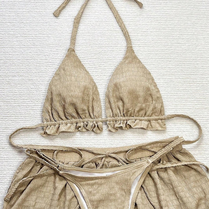 Damen Triangel-Bikini-Set mit lässigen Shorts Drune