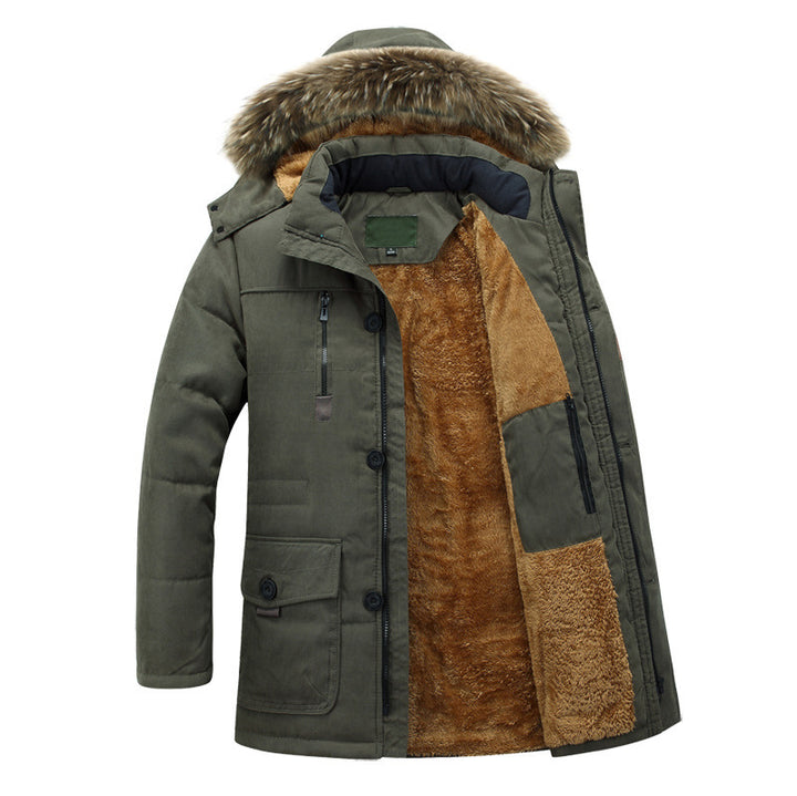 Herren Thermoisolierter Winterparka mit Teddyfutter und Kunstfellkapuze Drune