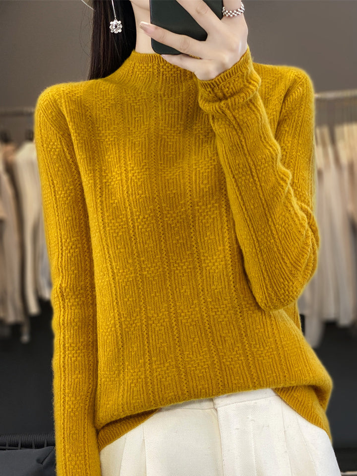 Damen Strukturierter Mockneck-Pullover aus kaschmirähnlicher Wollmischung Drune