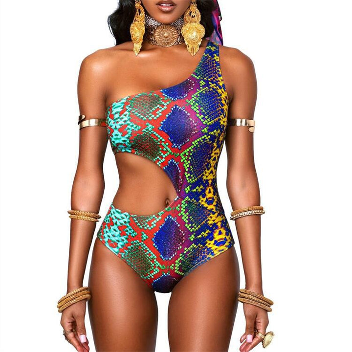 Damen asymmetrischer Cut-Out Badeanzug Drune