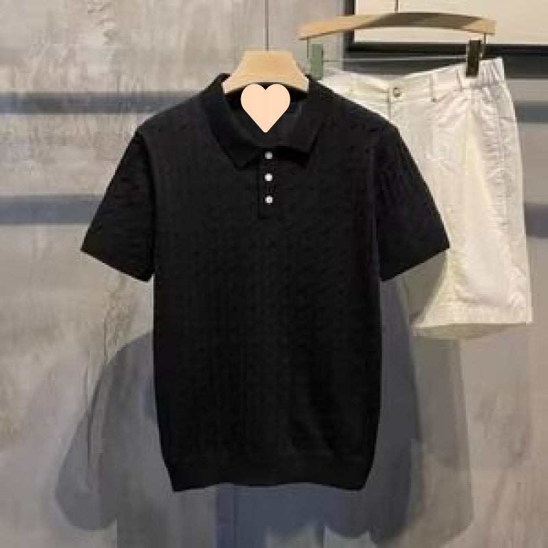 Herren Elegantes Kurzarm-Polohemd mit strukturiertem Design Drune