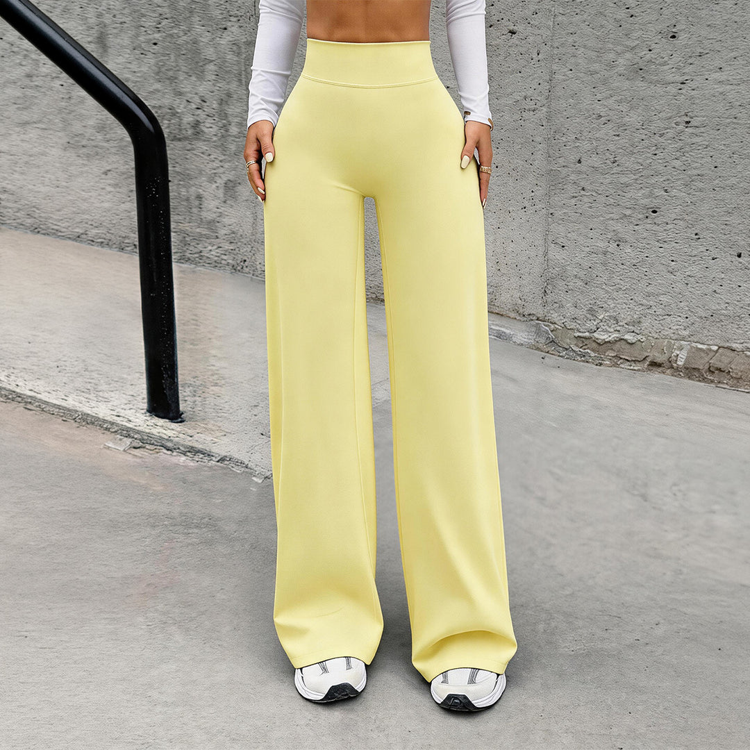 Damen nan hochgeschnittene formende Loungehose mit weitem Schlag und nahtlosem Komfortbund Drune