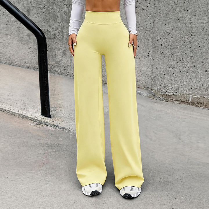Damen nan hochgeschnittene formende Loungehose mit weitem Schlag und nahtlosem Komfortbund Drune
