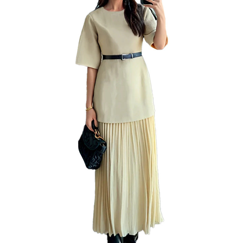 Damen Elegantes Maxikleid mit figurbetontem Oberteil und voluminösem Rock Drune