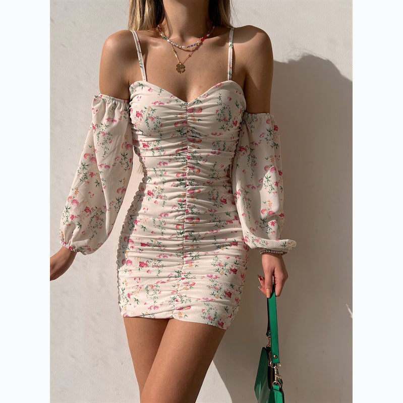 Damen Minikleid mit schulterfreiem Design und voluminösen Ärmeln Drune