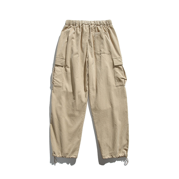 Herren Baggy-Cargohose mit elastischem Bund, Utility-Taschen und Kordelabschluss Drune