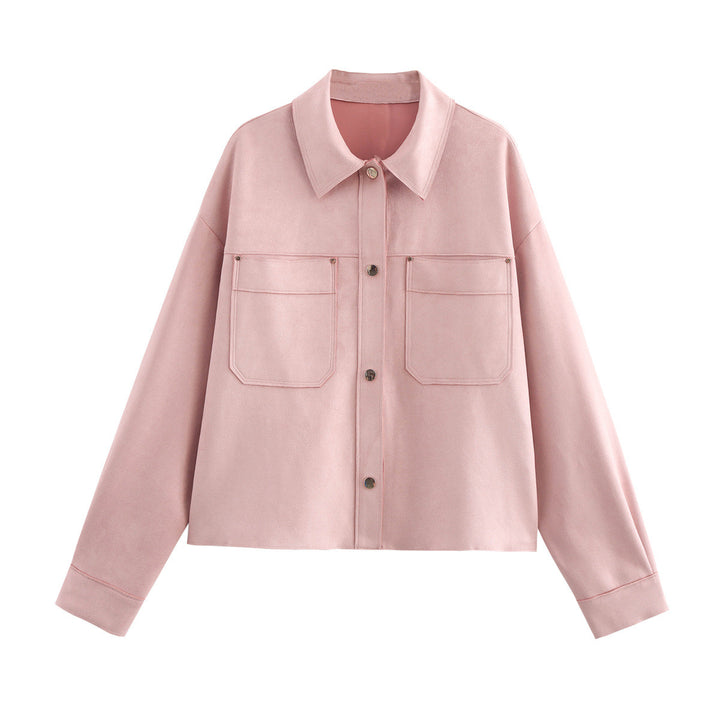 Damen lässige Jacke mit doppelten Brusttaschen und elegantem Kragen Drune