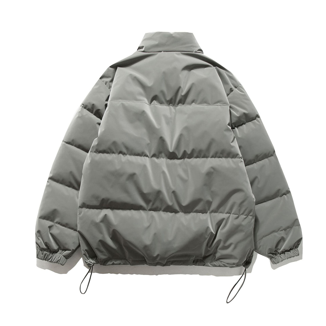 Unisex Kurzer Oversize Stepp-Puffer mit hohem Stehkragen und Kordelzug Drune