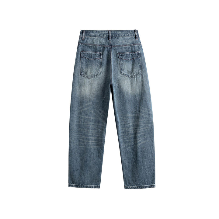 Damen High‑Waist Straight‑Leg Jeans mit Used‑Waschung Drune