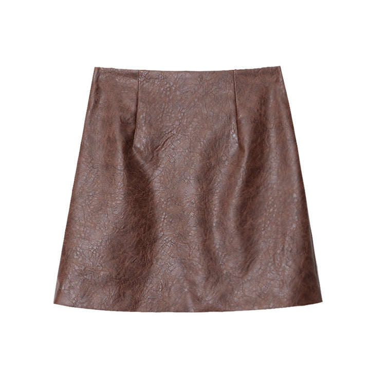 Damen modischer Bleistiftrock aus veganem Leder mit hochwertiger Textur Drune