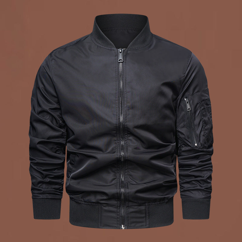 Herren nan urbaner Nylon-Bomber mit schlanker Silhouette, Ärmeltasche und windabweisender Außenhülle Drune