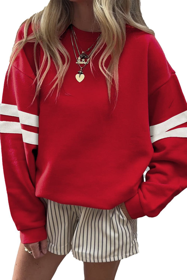 Damen lässiger Sweatshirt mit gestreiften Details und weitem Schnitt Drune