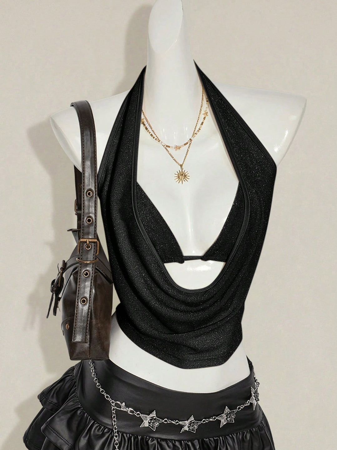 Damen Elegantes Cross-Over-Top mit tiefem Ausschnitt Drune