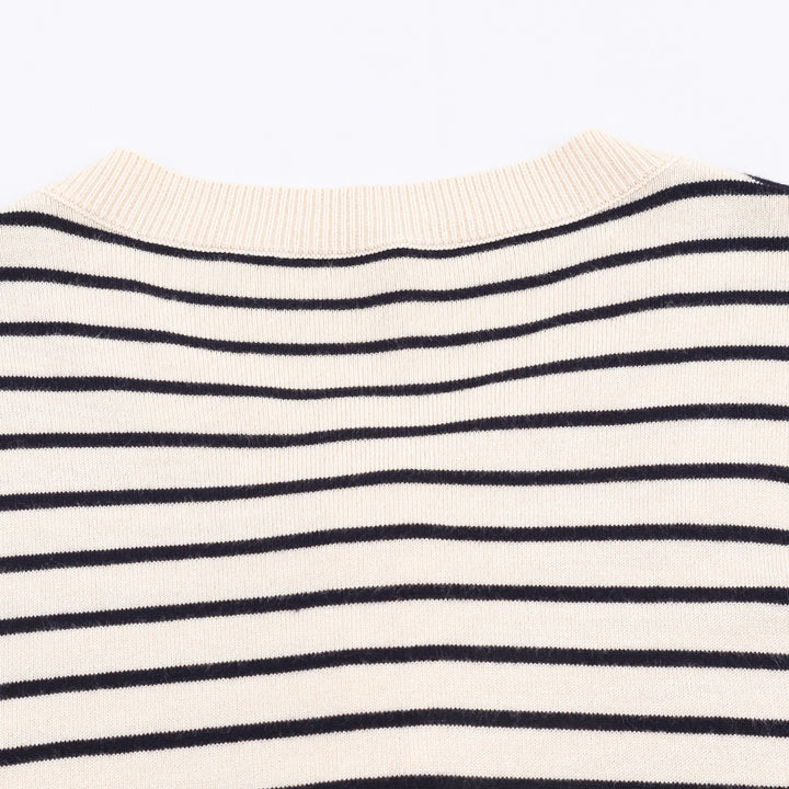 Damen gestreifte Strickjacke mit Rüschendetails und Knopfverschluss Drune