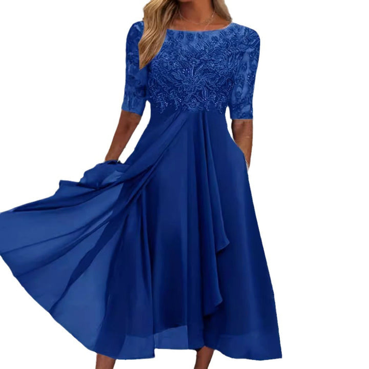 Damen Abendkleid mit elegantem Stickdesign und fließendem Rock Drune