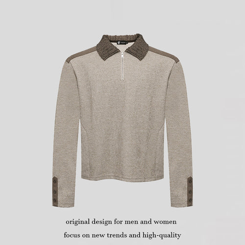 Damen Langarm-Poloshirt mit Halbzip, Kontrastschultern und Knopfmanschetten Drune