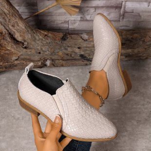 Damen elegante und bequeme Slipper-Stiefel aus strukturiertem Kunstleder Drune