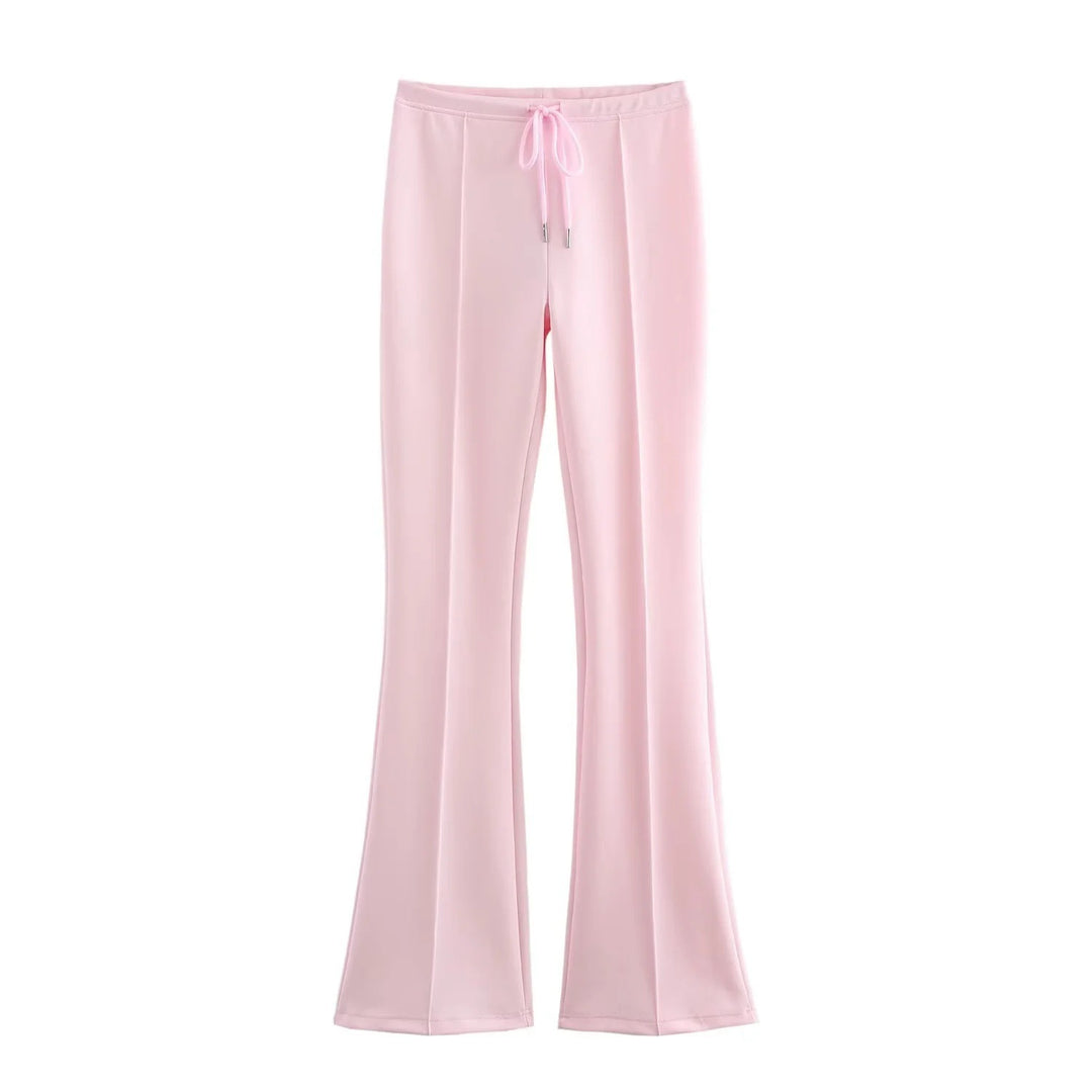 Damen 20+ zweiteiliges Joggingset mit Kapuzen‑Cropped‑Zipjacke und ausgestellter High‑Waist‑Palazzohose Drune