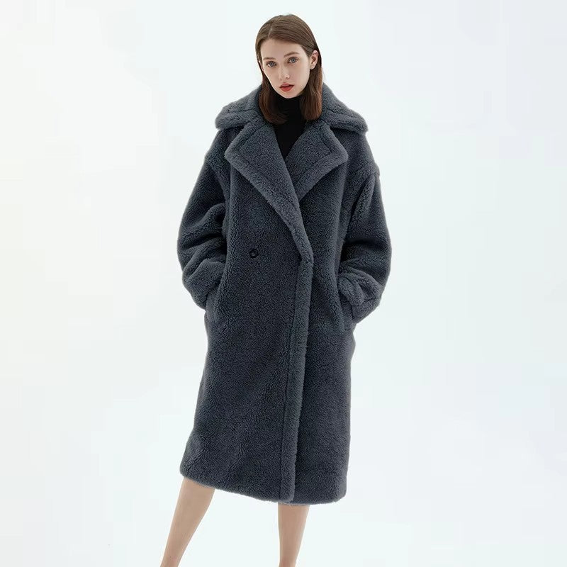 Damen Fleece-Mantel mit doppelter Knopfleiste und trendigem Schnitt Drune