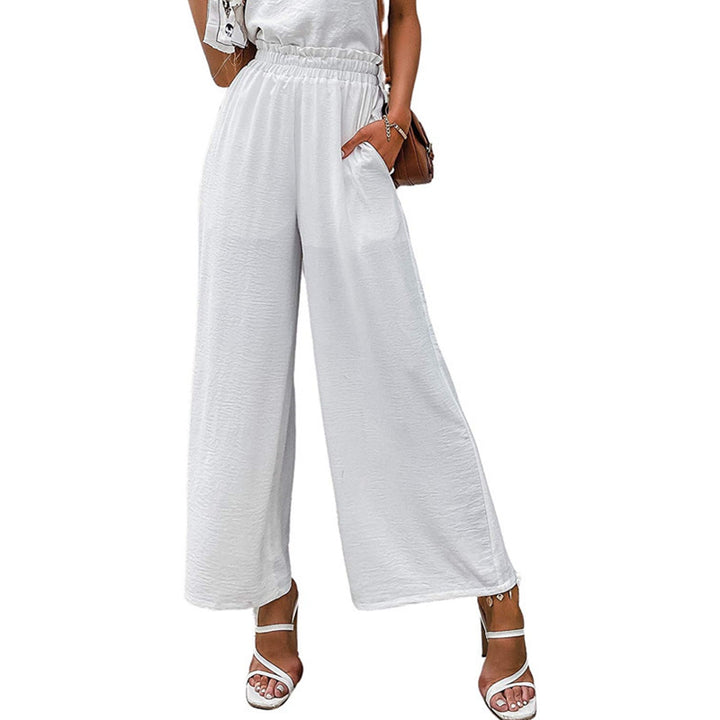 Damen Weite Palazzo-Hose mit elastischem Bund Drune