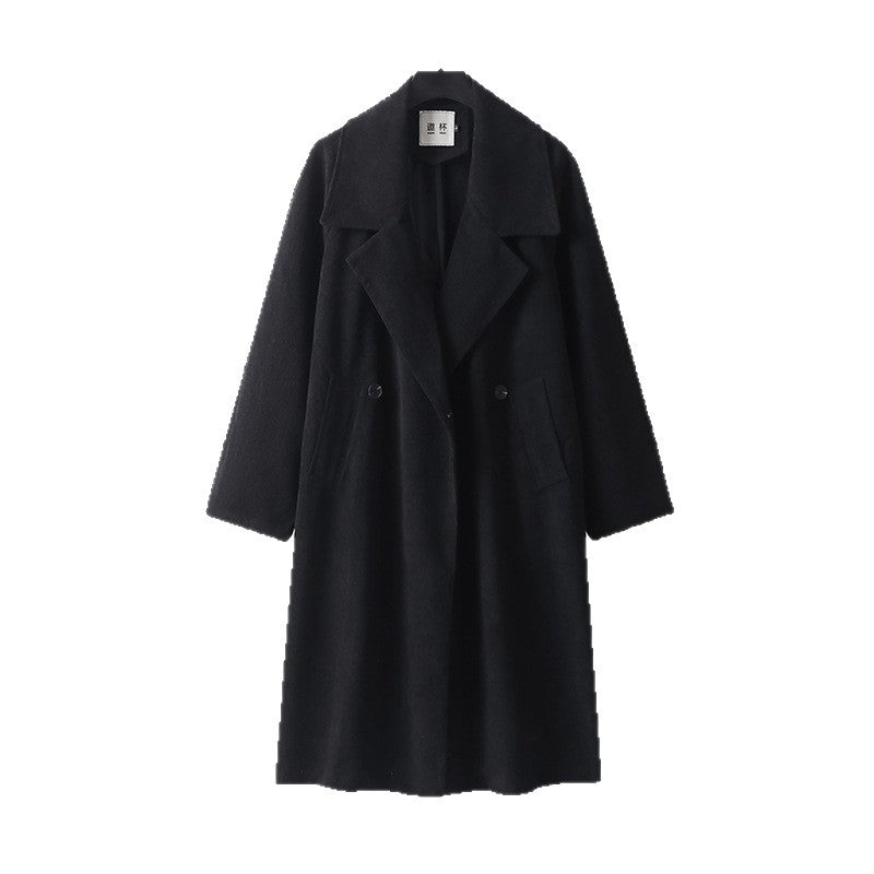 Damen Oversize-Mantel mit breitem Revers und Taillengürtel Drune