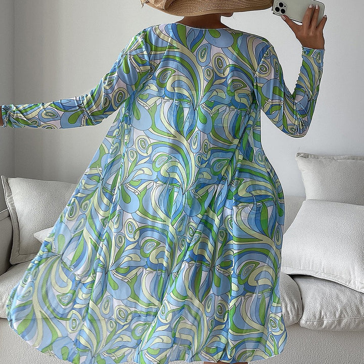 Damen Bikiniset mit schönem Bindeband und floralem Kimono Drune