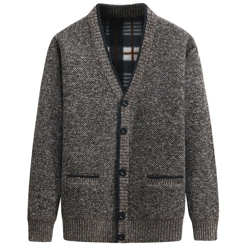 Herren Strickjacke mit kariertem Innenfutter und praktischen Taschen Drune