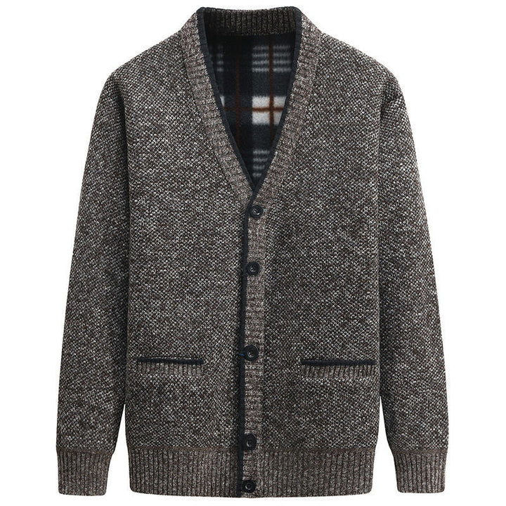 Herren Strickjacke mit kariertem Innenfutter und praktischen Taschen Drune