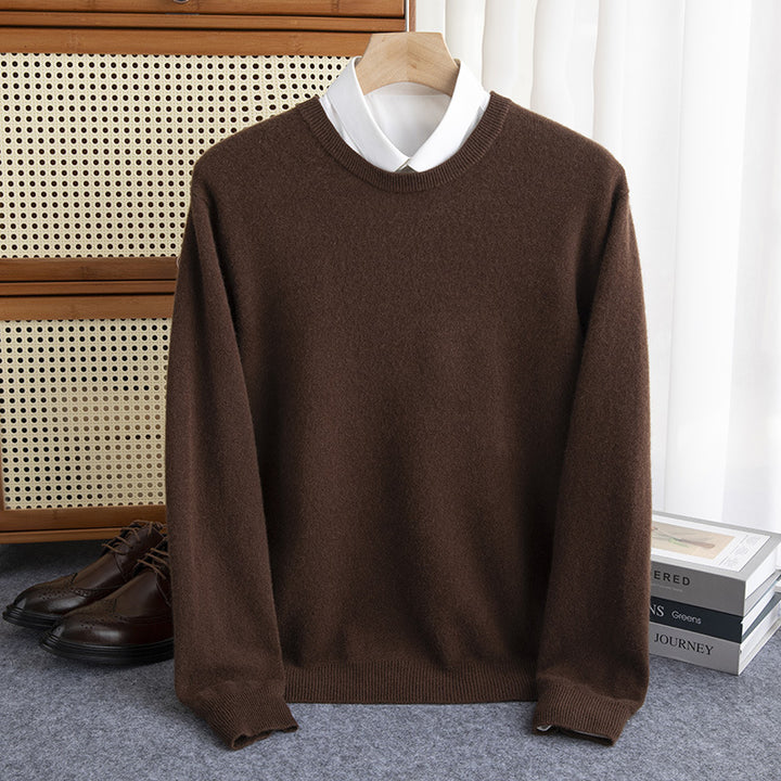 Herren Schlichter Rundhals-Feinstrickpullover kaschmirähnliche Haptik mit gerippten Abschlüssen Drune