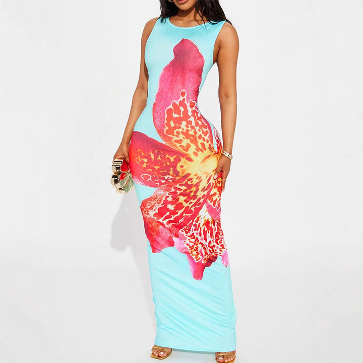 Damen Maxikleid mit floralem Design und figurbetonter Silhouette Drune