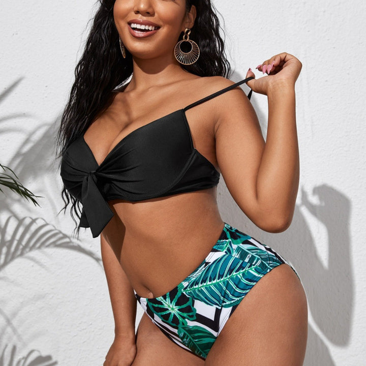 Damen Bikini-Set mit hohem Bund und modischem Knoten-Detail Drune